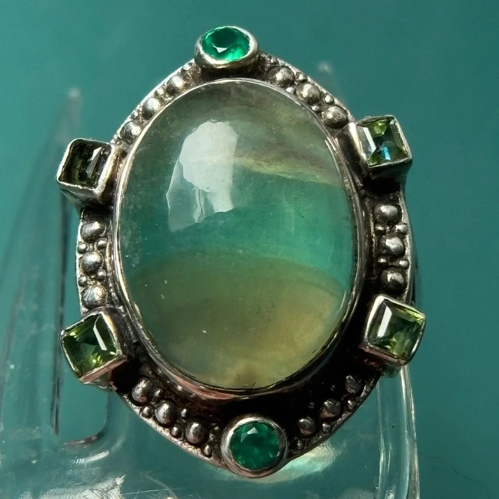 Nicky‎ Butler Sterling Silver Prehnite Peridot Emerald Statement Ring 925 Size 9